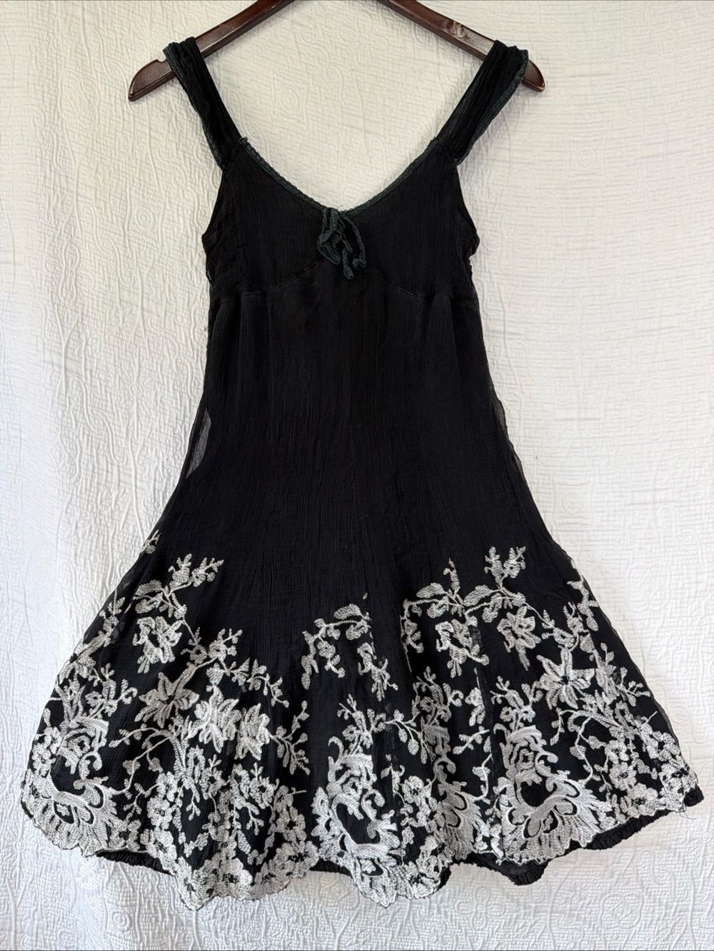 Dance in Paris Women XS Dress Y2K Black Silk Overlay Babydoll Mini Romantic Cute